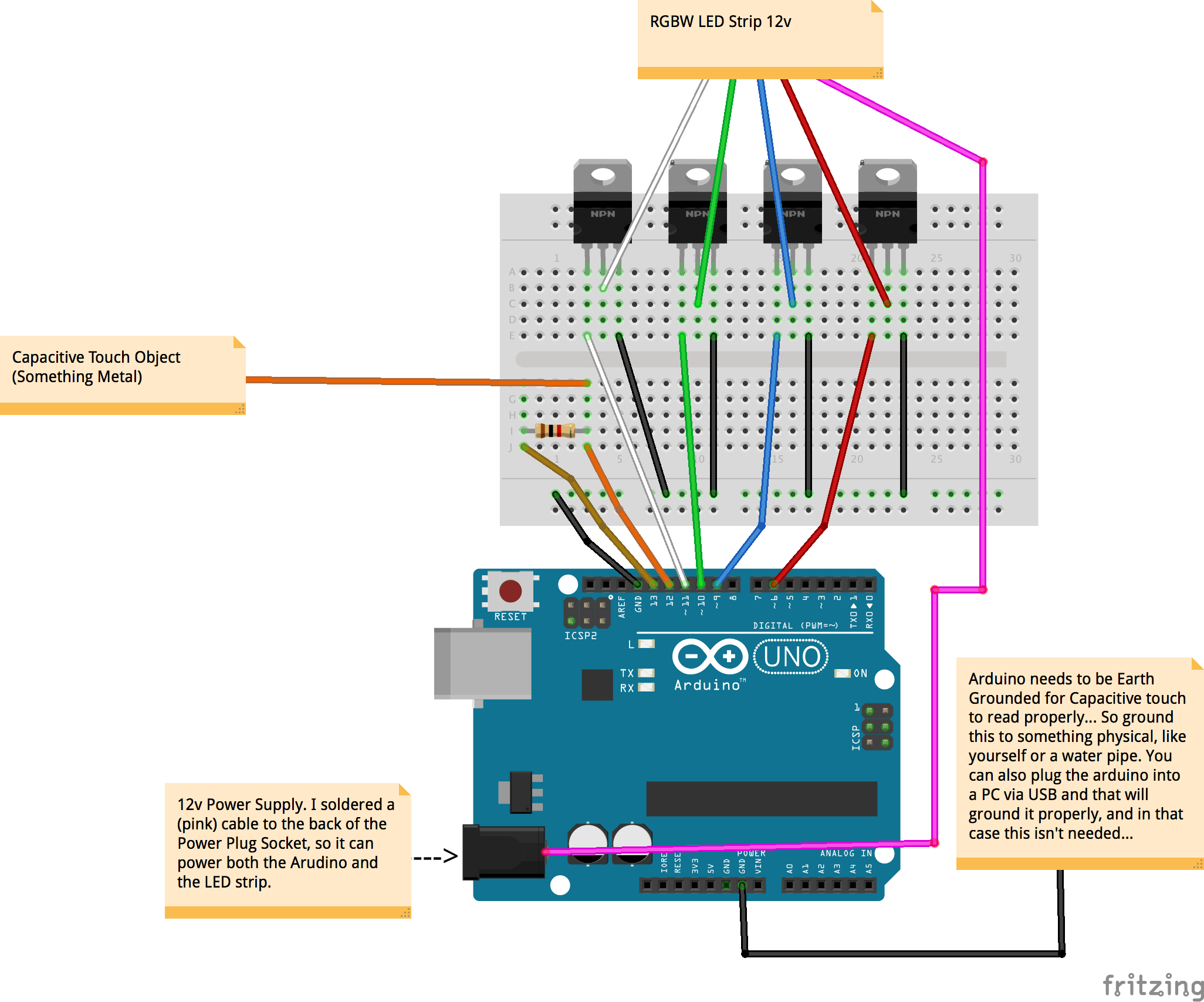 GitHub dansl/LEDCapacitiveLamp 12v RGBW LED Strip controlled via